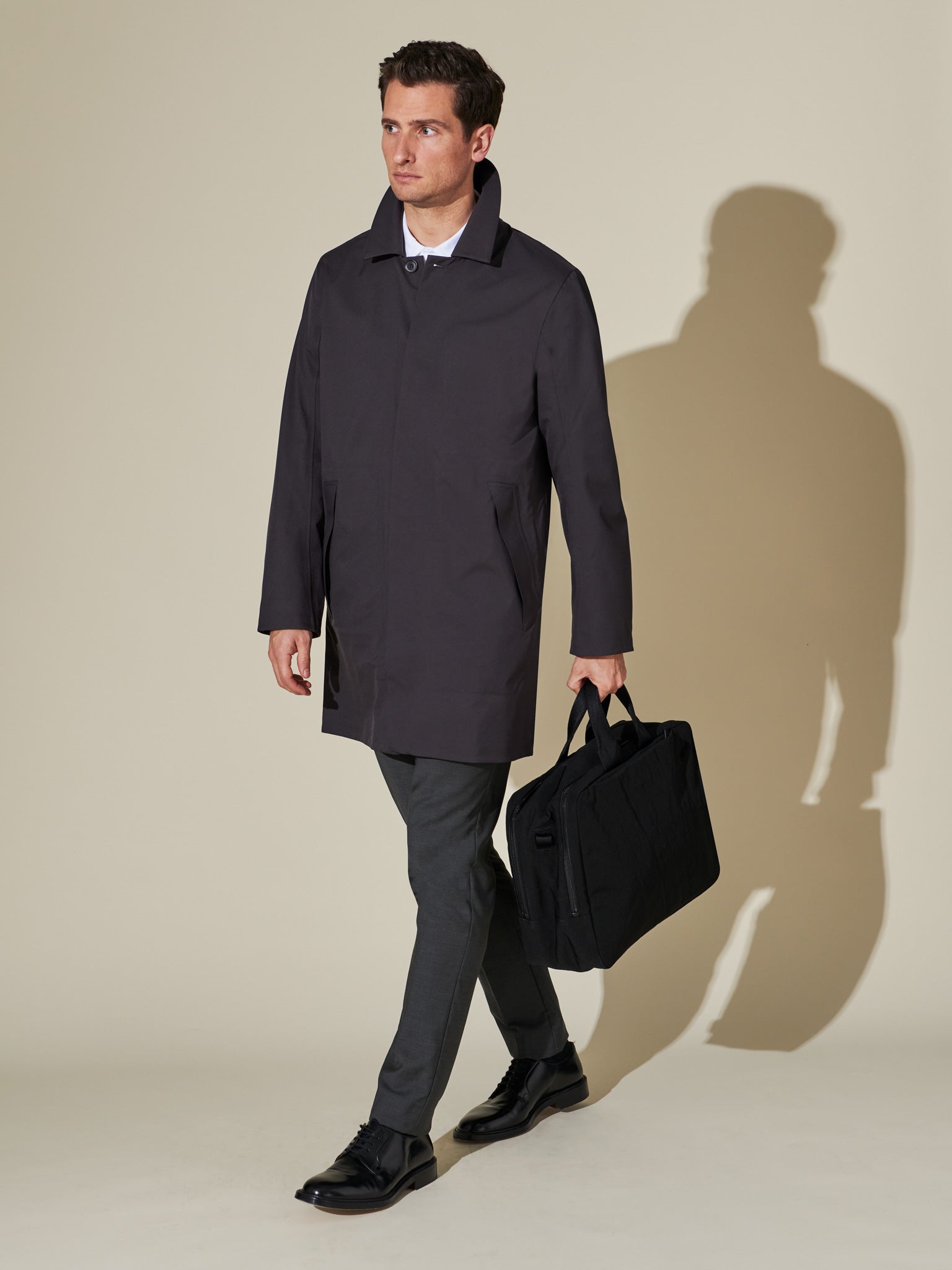 Obsidian Black performance trench coat